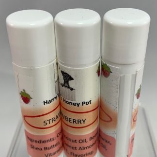 Strawberry lip balm homemade with beeswax