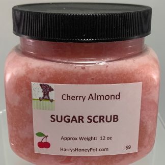 cherry almond sugar scrub homemade with honey