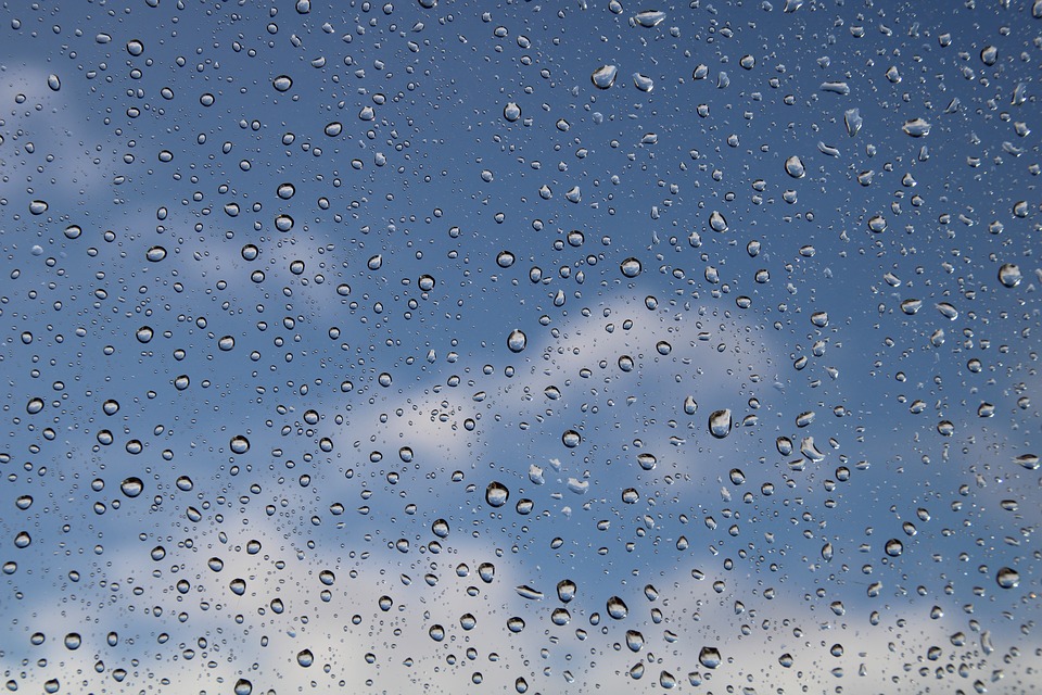 picture of rain against a blue sky