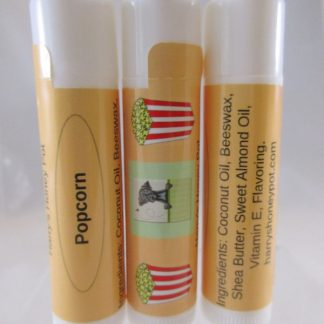 homemade popcorn lip balm chapstick makes a great gift idea